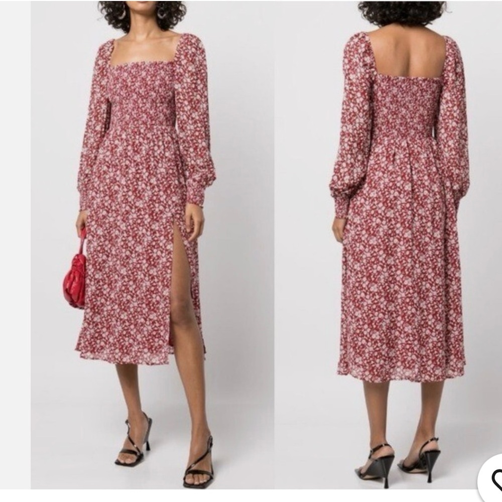 Reformation Cello Floral Print Red White dress